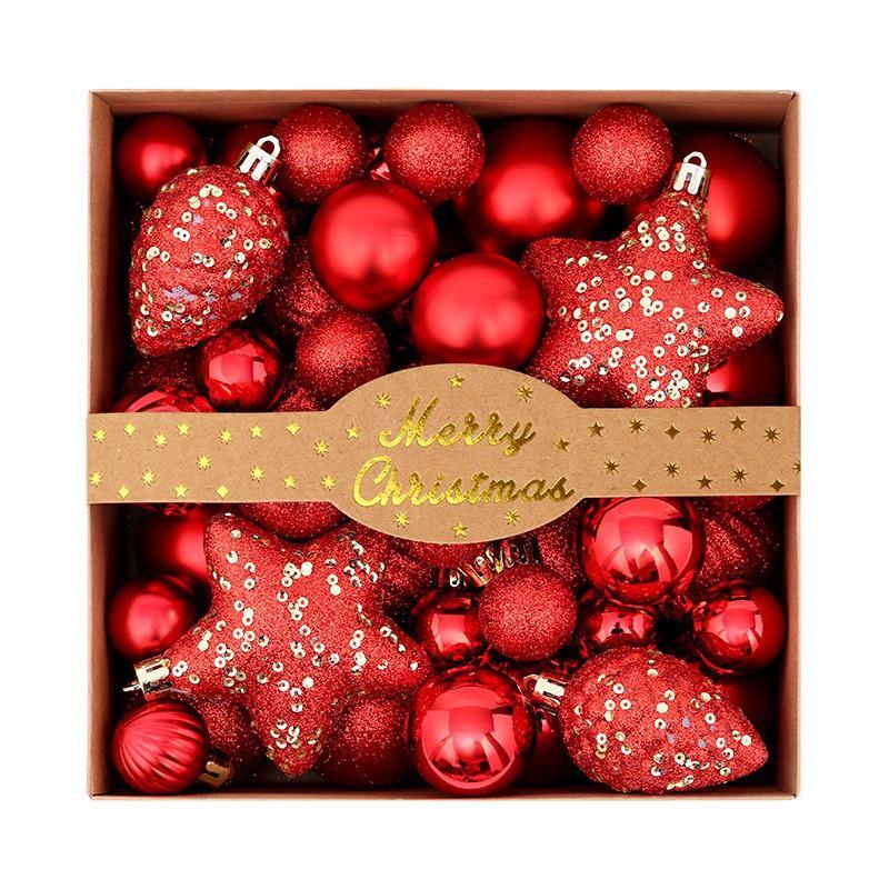 50pcs Solid Color Christmas Baubles Set Glitter Painted Xmas Tree Ornaments Holiday Decor