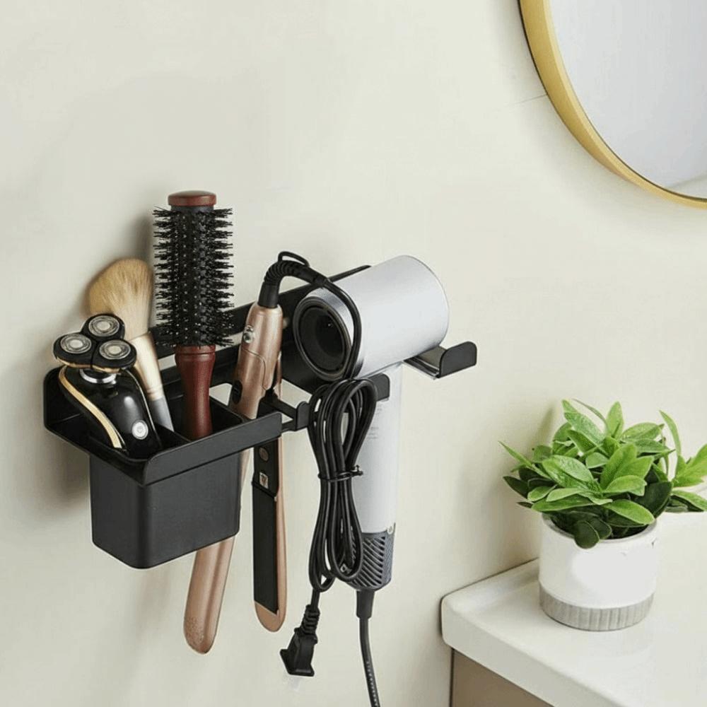 Space Saving Blow Dryer Hanger Wall Mounted Curling Iron Shelf Hair Dryer Holder  Comb