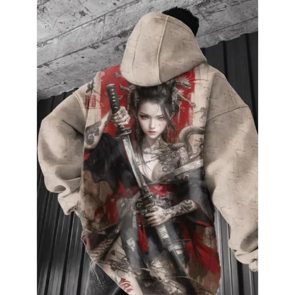 Modische Hoodies für Herren und Damen mit Wrestling Anime Charakter Print Pullover Lässiges Sweatshirt Oberteil Outdoor Langarm Kleidung