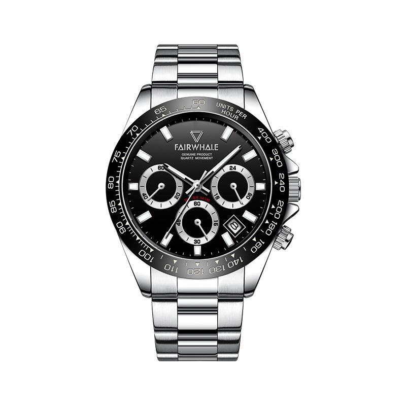 Men's Three-Eye Multi-Function Quartz Watch Waterproof Decorative Steel Band Casual Business