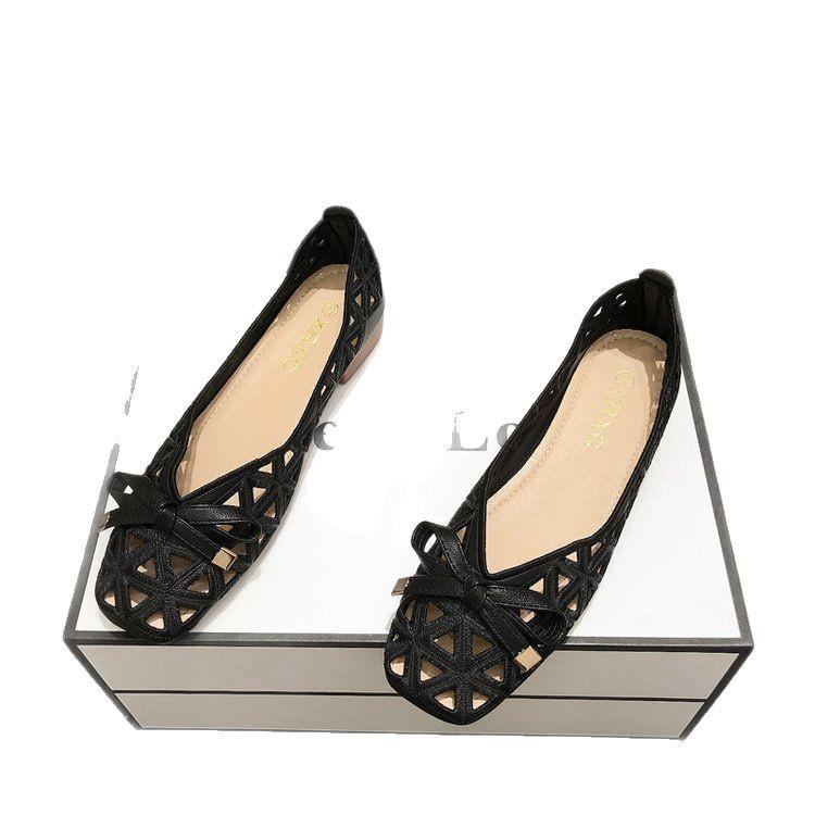 Spring and summer new soft bottom soft surface shallow mouth square head one pedal low heel popular women's shoes versatile bag head hole sandals wo