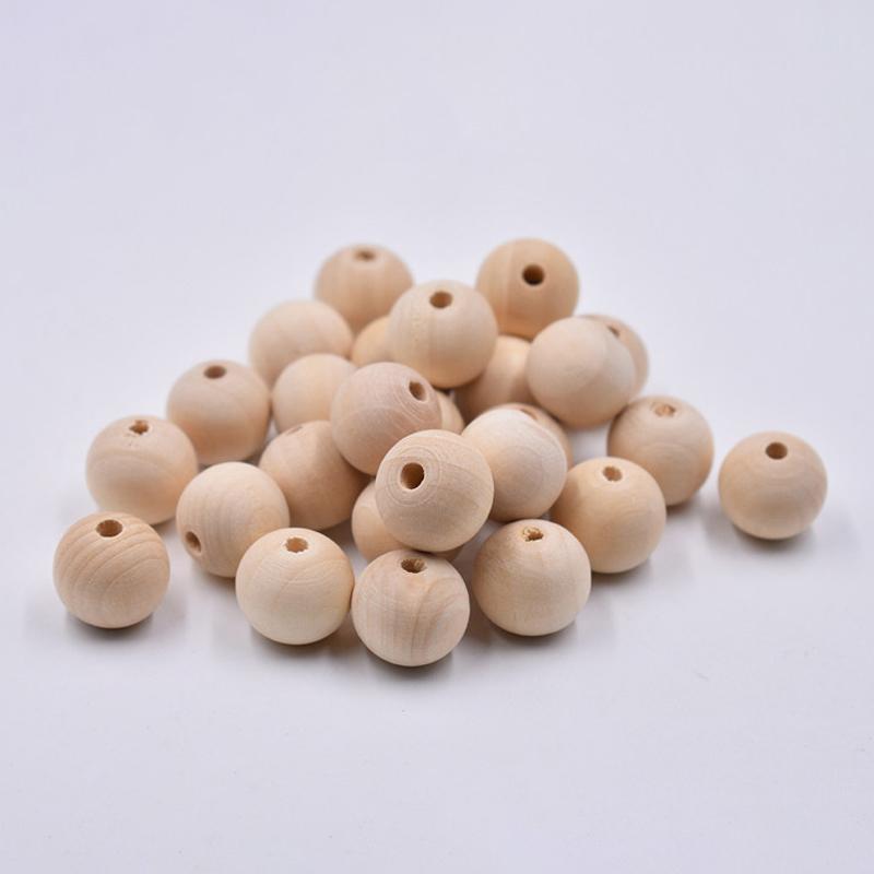 1~200pcs 4~50mm Solid Through-hole Wooden Ball Round Natural Wood Loose Big Hole Beads For DIY Crafts Woodcraft DIY Making