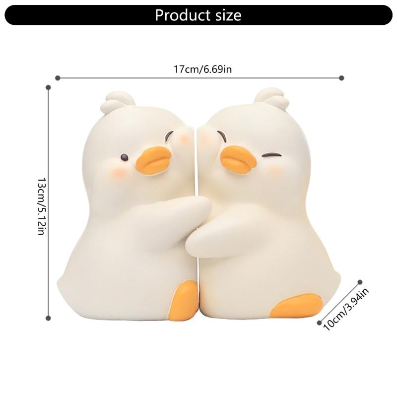 2Pcs Cartoon Duck Book Ends for Shelves Animal Shape ABS Bookends Book End Decorative Book Stoppers for Shelves Desk