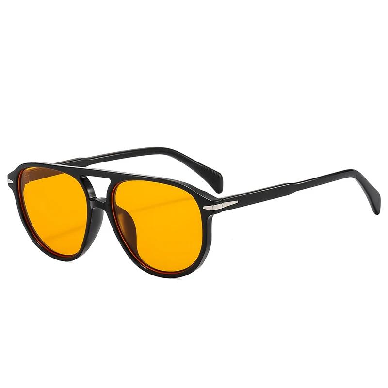  Retro Double Bridges Pilot Men Rivets Sunglasses UV400 Fashion Women Luxury Sun Glasses Black Orange Shades
