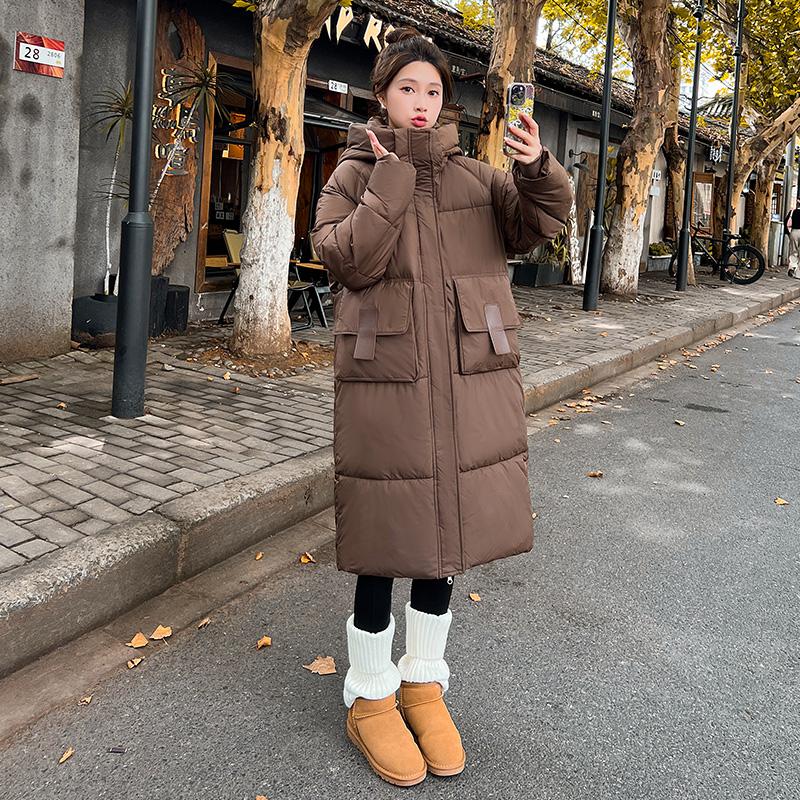 Autumn Winter Thicken Warm Parka Women Casual Solid Color Big Pocket Loose Long Hooded Coat Jackets Outwear