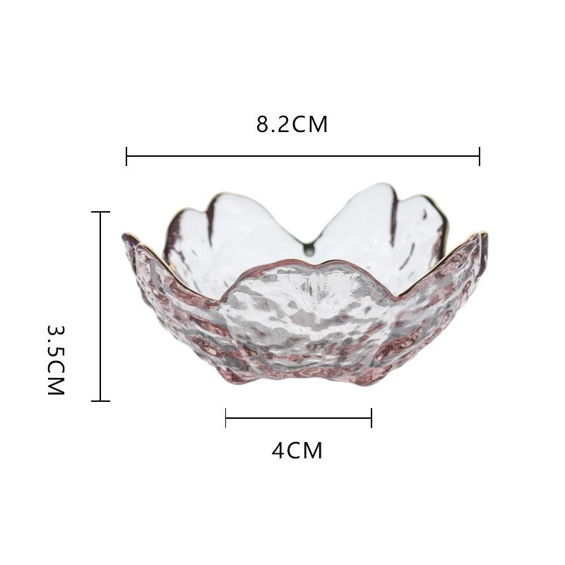 Small Glass Dish Nordic Style Gold Inlay Glass Sauce Bowl Bbq Seasoning Dipping Flower Petal Bowl Glass Seasoning Dish