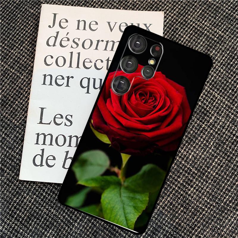Red Rose Flower Case For Samsung Galaxy S25 Ultra S20 S21 S22 S23 S24 Ultra S9 S10 Plus S24 FE Back Cover