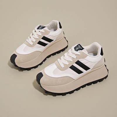Moda CRLAYDK Moda Zapatos de Caminar con Plataforma Antideslizante para Mujer Zapatillas Casuales para Aumentar la Altura Cómodos con Cordones Elegantes Tenis