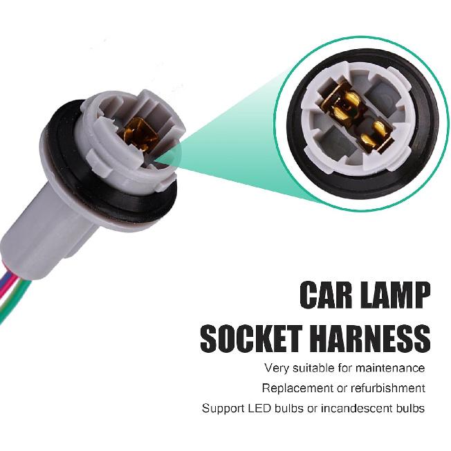 2 PCS T15 Car Brake Light Socket Replacements, Waterproof Soft Vehicle Daytime Running Light Wire Harness, Universal Automotive Turn Signal Light