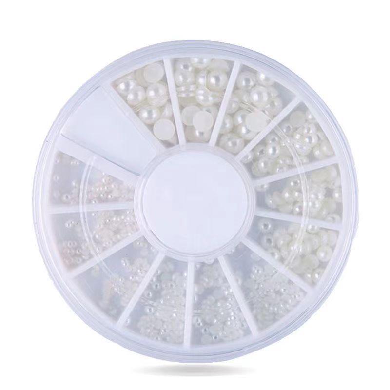 Round Flat-Bottomed High-Gloss Nail Art Pearls – Half-Faced Semicircular Imitation Beads