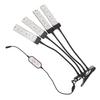 LED Pflanzenlampe 4 Köpfe Flexibel Vollspektrum Beleuchtung 5 Stufen Dimmung Klemme Pflanzenwachstumslampe mit