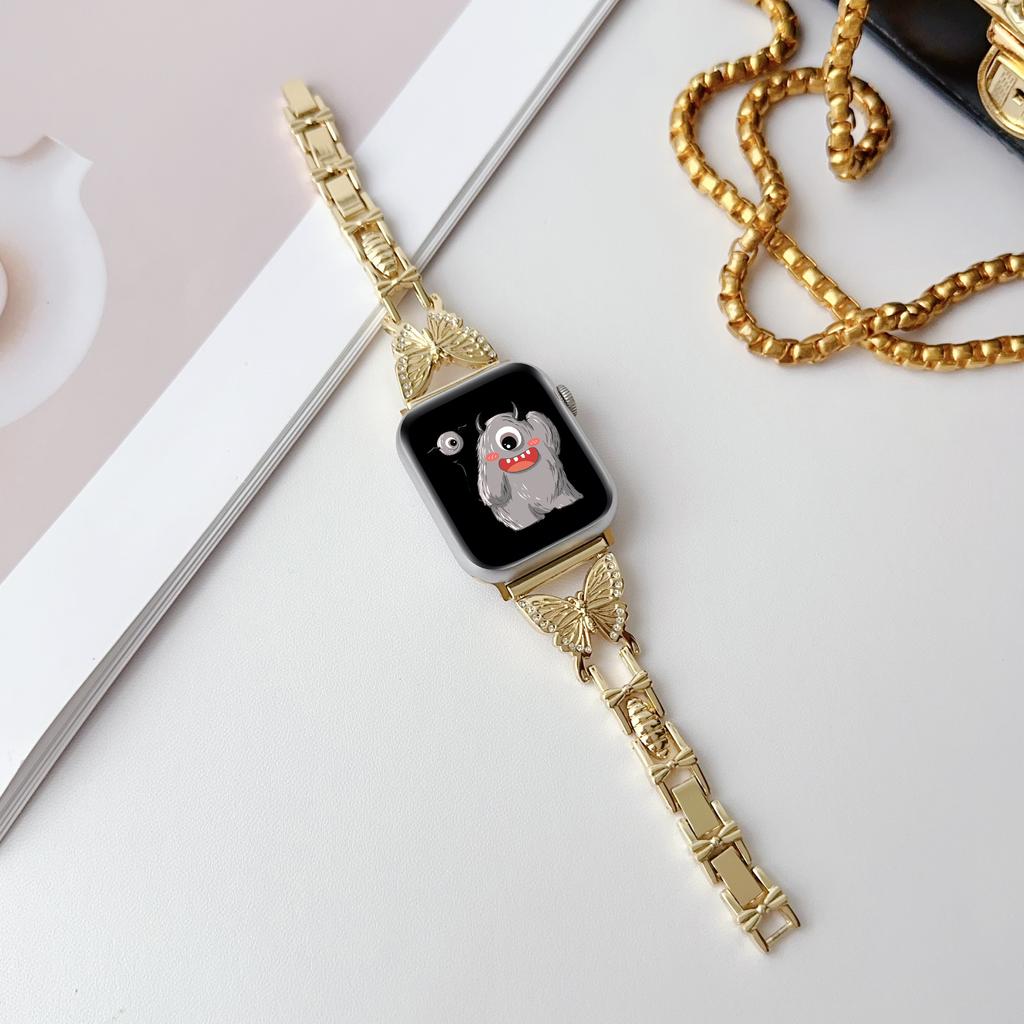 Butterfly Alloy Fashion Watch Bands for Watch 10/9/8/7 IWatch 40/42/44/45mm Bangle Design Press Buckle Full Color Printing