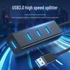 USB 4-Port Hub Extender with Long Cable for Laptop/Desktop
