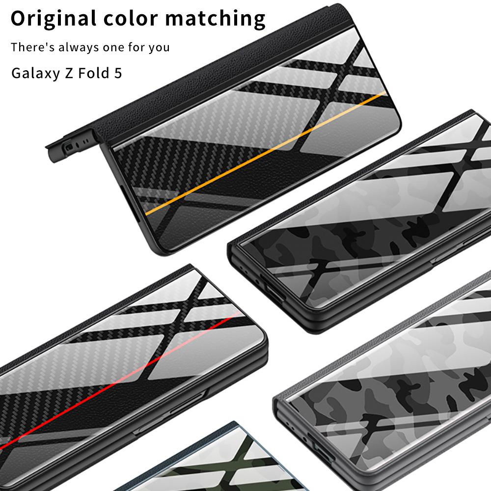 Samsung Z Fold5 Cross-border Leather Flip Cover with Painted Design - 5G Protective Case