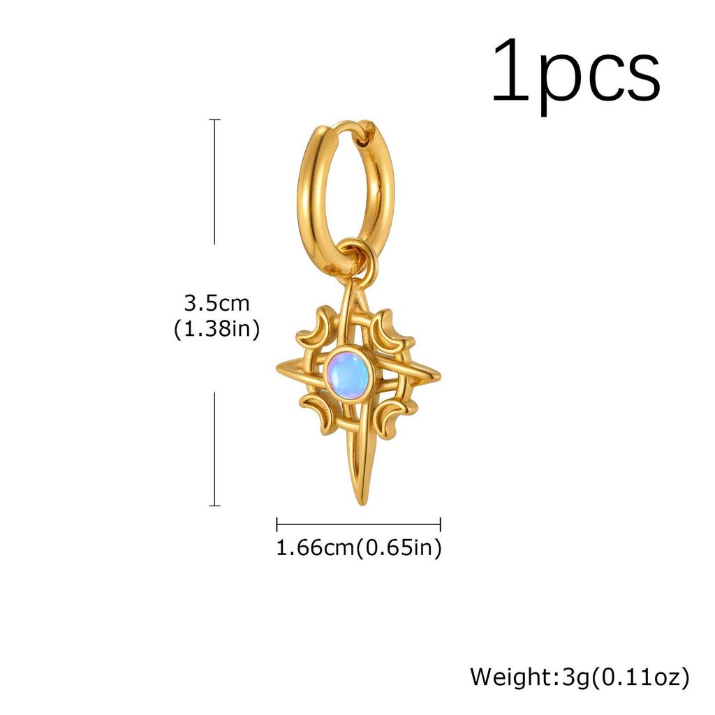 Stainless Steel Men's Retro Necklace with Star Moon Turquoise Pendant (PN-2111)