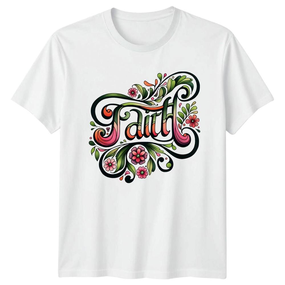 Faith Unisexs TShirt Retro Floral Inspirational Birthday Gift For Her S