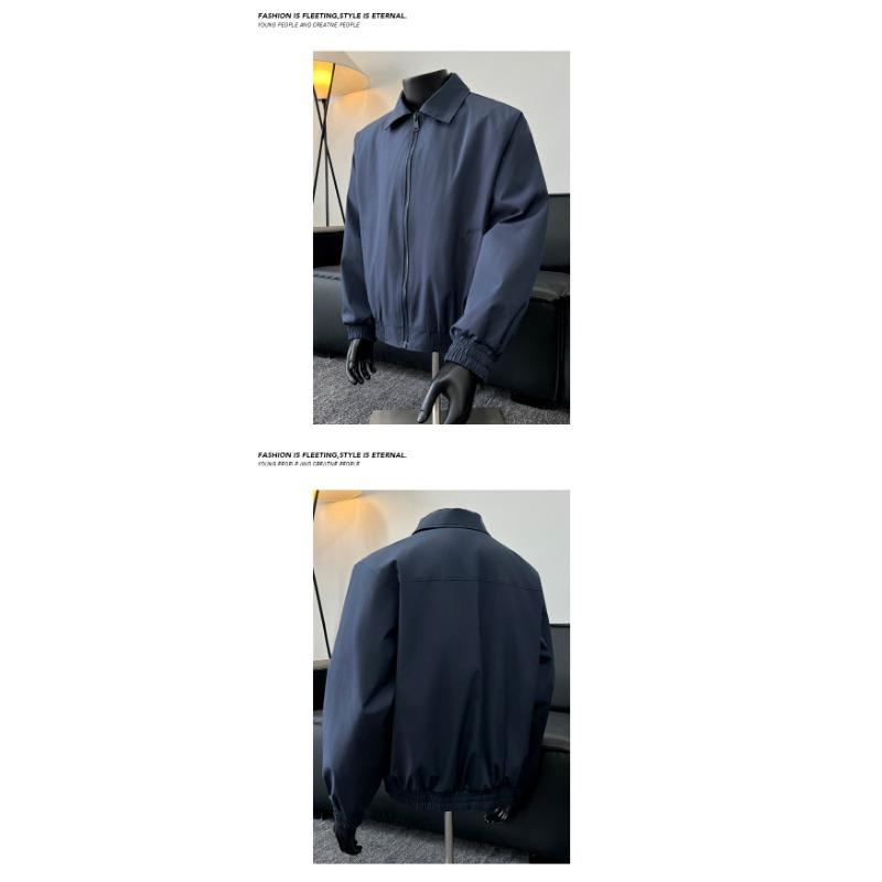 Mens Cropped Flight Jacket American Retro Loose Turn Down Collar Casual Bomber Outerwear
