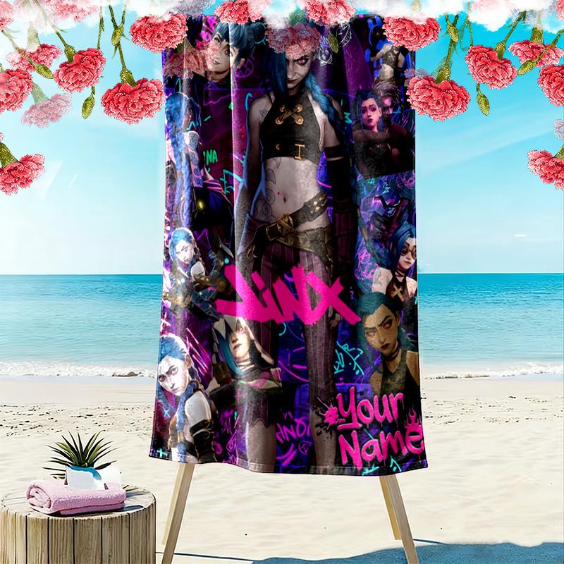 Name Custom Jinx Print Beach Towel, Large Soft Quick Dry Towel for Beach Camping Swimming