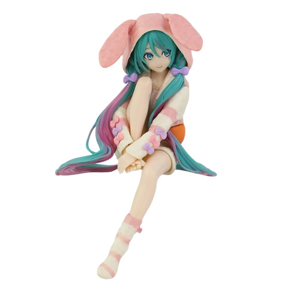 14CM NEW Anime HATSUNE MIKU Figure Noodle Stopper Figure Rabbit Ear Pajamas Model Toy Doll Aciton Figure Collection Gift PVC