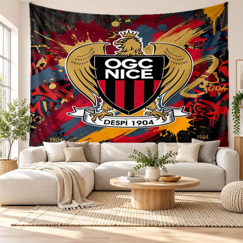 OGC Nice FC Wall Tapestry, Soft Fabric Wall Hanging, Decorative Backdrop For Bedroom Home Wall Art