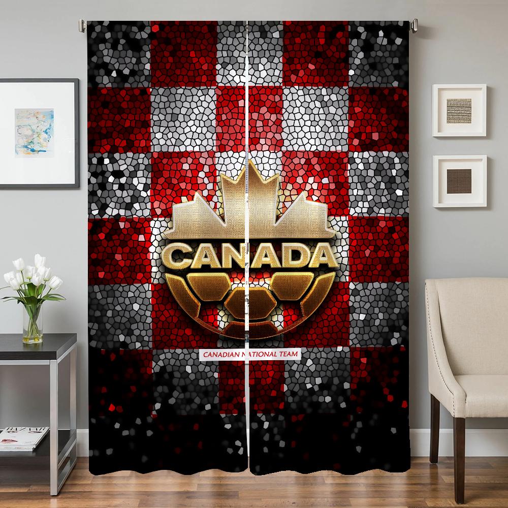 Kitchen Curtains for Living Room 2 Pieces Blackout Curtains Door Curtain C-canadian National Team Partition Bedroom Decoration