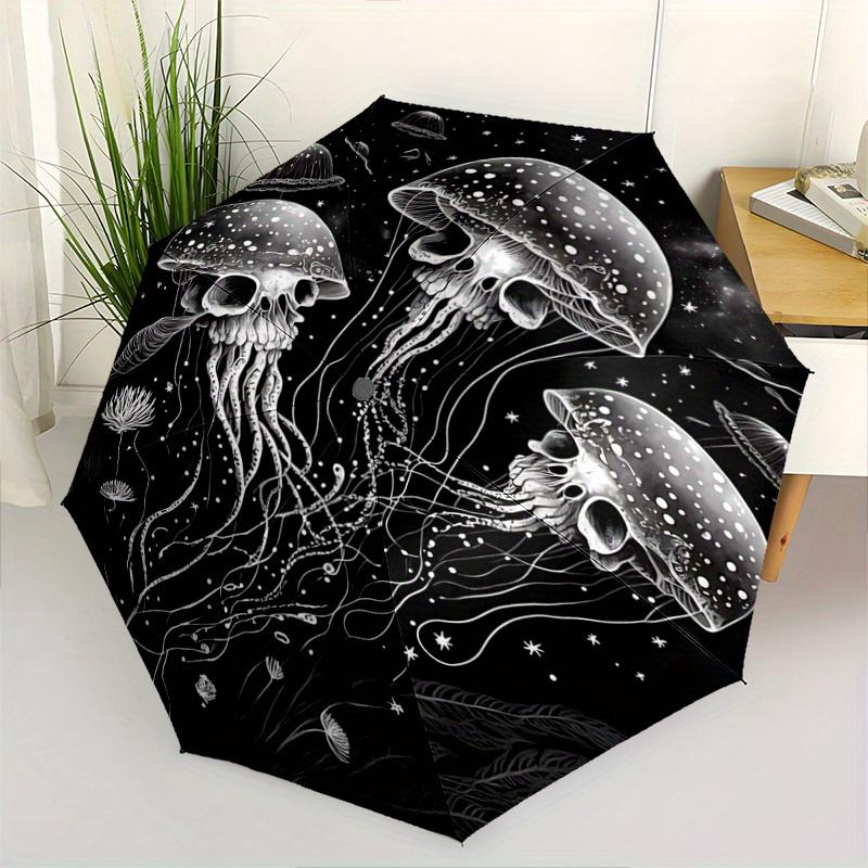 1pc Jellyfish Skulls Automatic Opening and Closing Folding - A Good Choice for Gifts, Fashionable and Convenient Cartoon Umbrella With Cute Cartoon Ch