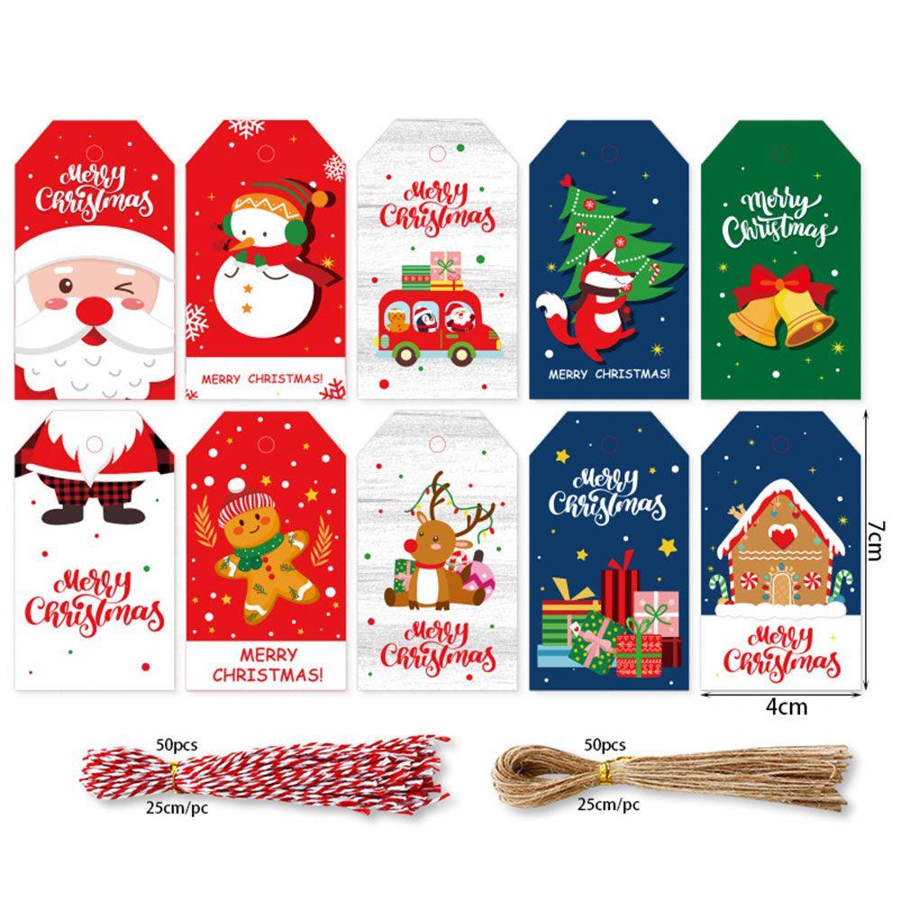 

100pcs Santa Claus Kraft Paper Wrapping Supplies Kraft Tag Christmas Labels Hang Tags Gift Wrapping