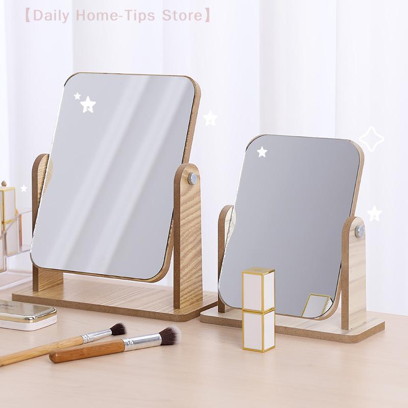 1 Stück Holz Schminkspiegel Klar Persönlicher Gebrauch Ständer Winkelverstellbar Make-up Basis Schreibtisch