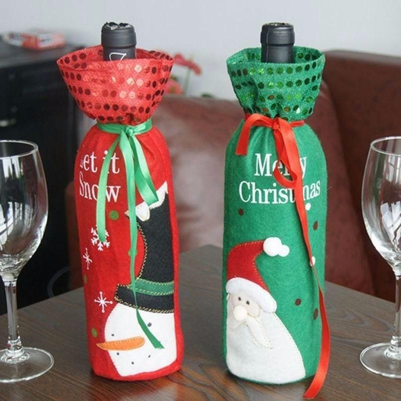 Santa Claus Snowman Wine Bottle Cover Bag Christmas Dinner Xmas Table Decor Gift