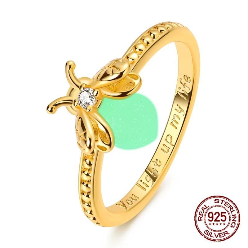 

925 Sterling Silver Glow in The Dark Butterfly Open Ring Luminous Twisted Rope Adjustable Ring Wear Jewelry Gift for Women Girls 9