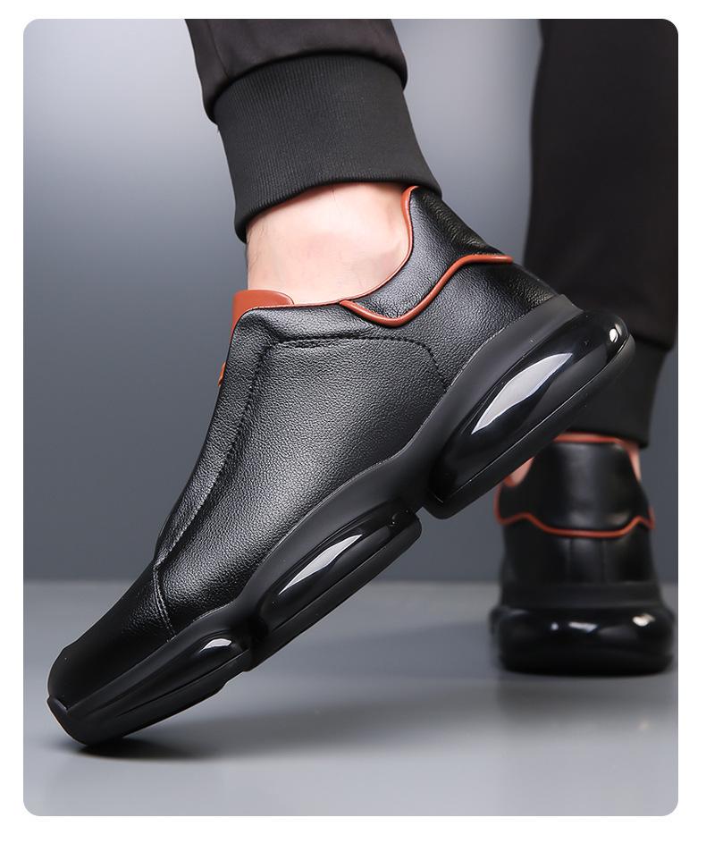 2024 Europäische Herren Schwarze Dicksohlige Spitzschuhe zum Hineinschlüpfen Freizeit