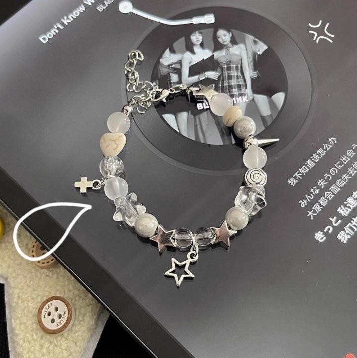 Niche Star Bead Love Heart Bracelet - Adjustable Y2K Bestie Couple Bangle