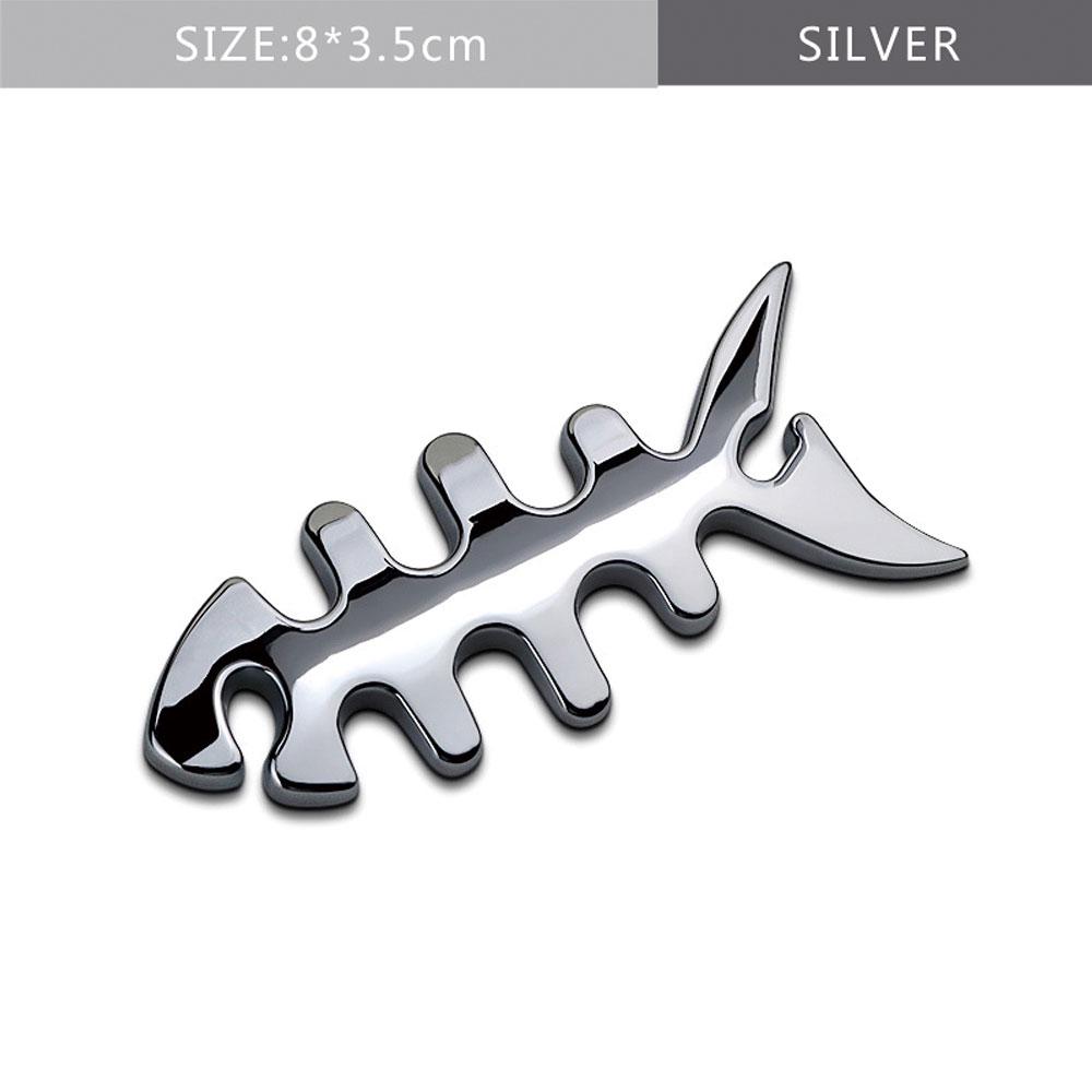 

DSYCAR 1pc 3D Metal Fish Bones Emblem Sticker Car SUV Body Exterior Cover Decals DIY Car-Styling 3D Stickers Funny Car Tail Logo серебряный