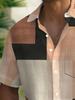 Mens Fashion Short Sleeve Geometric Pattern Button Shirt Trendy Versatile Breathable and Comfortable