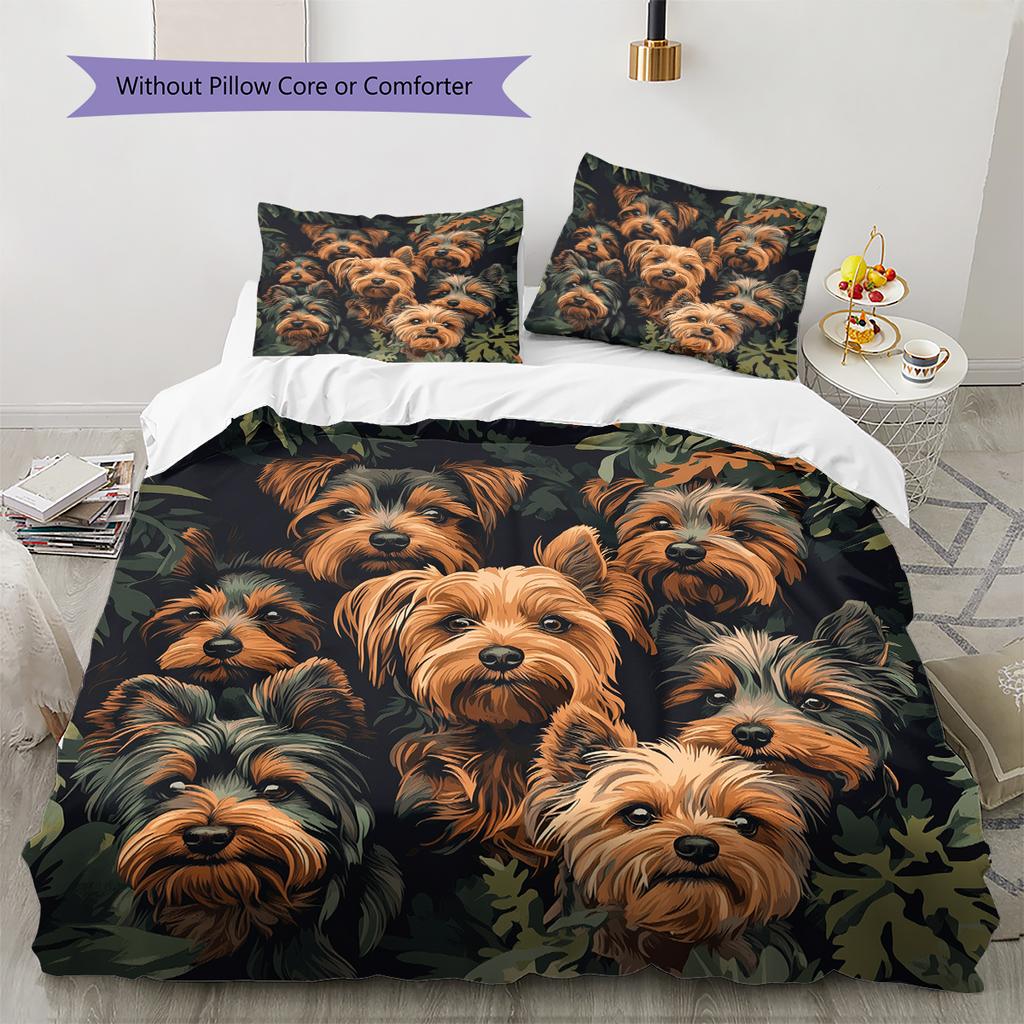 Yorkshire Terrier Pattern Bedding Home Decoration Birthday Gift (1 * Duvet Cover + 2 * Pillowcase, Without Core)