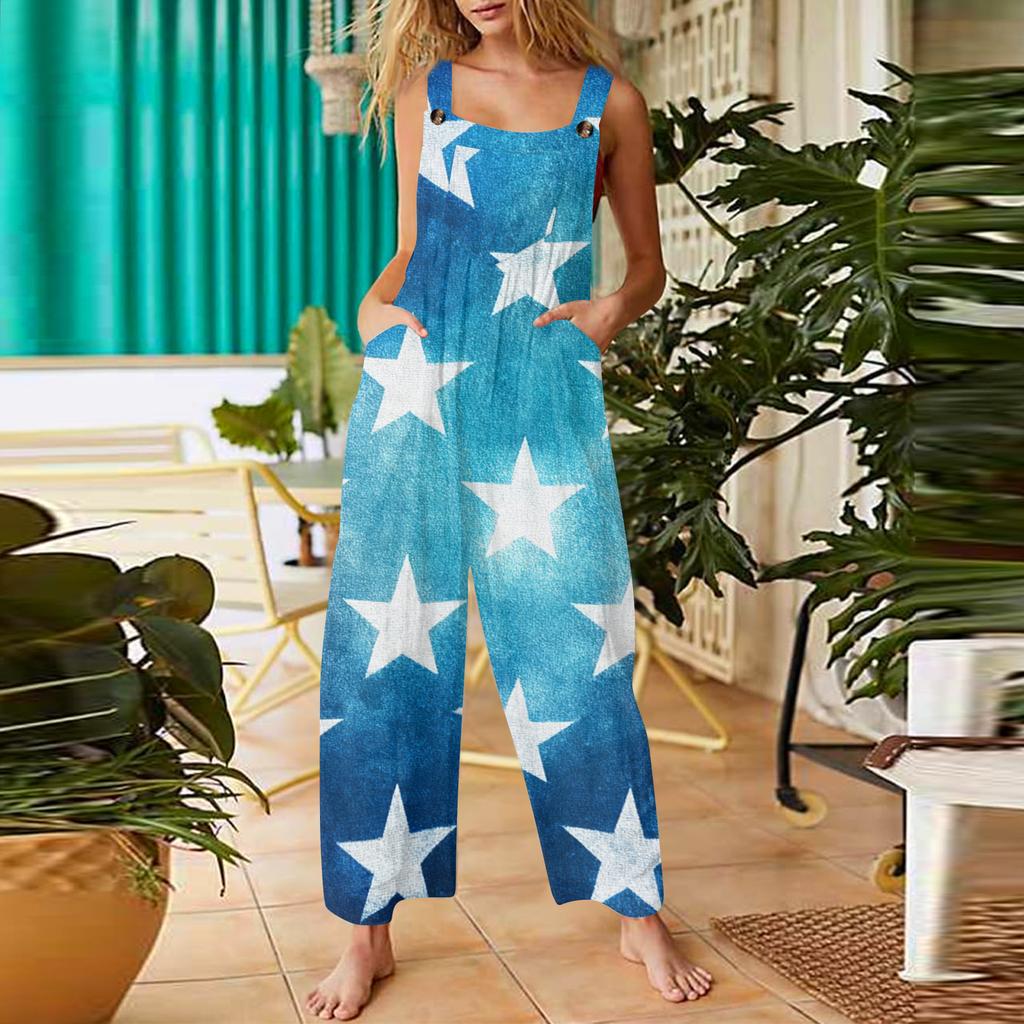 Women's Casual Pants Sleeveless Day Printed Cotton Pants