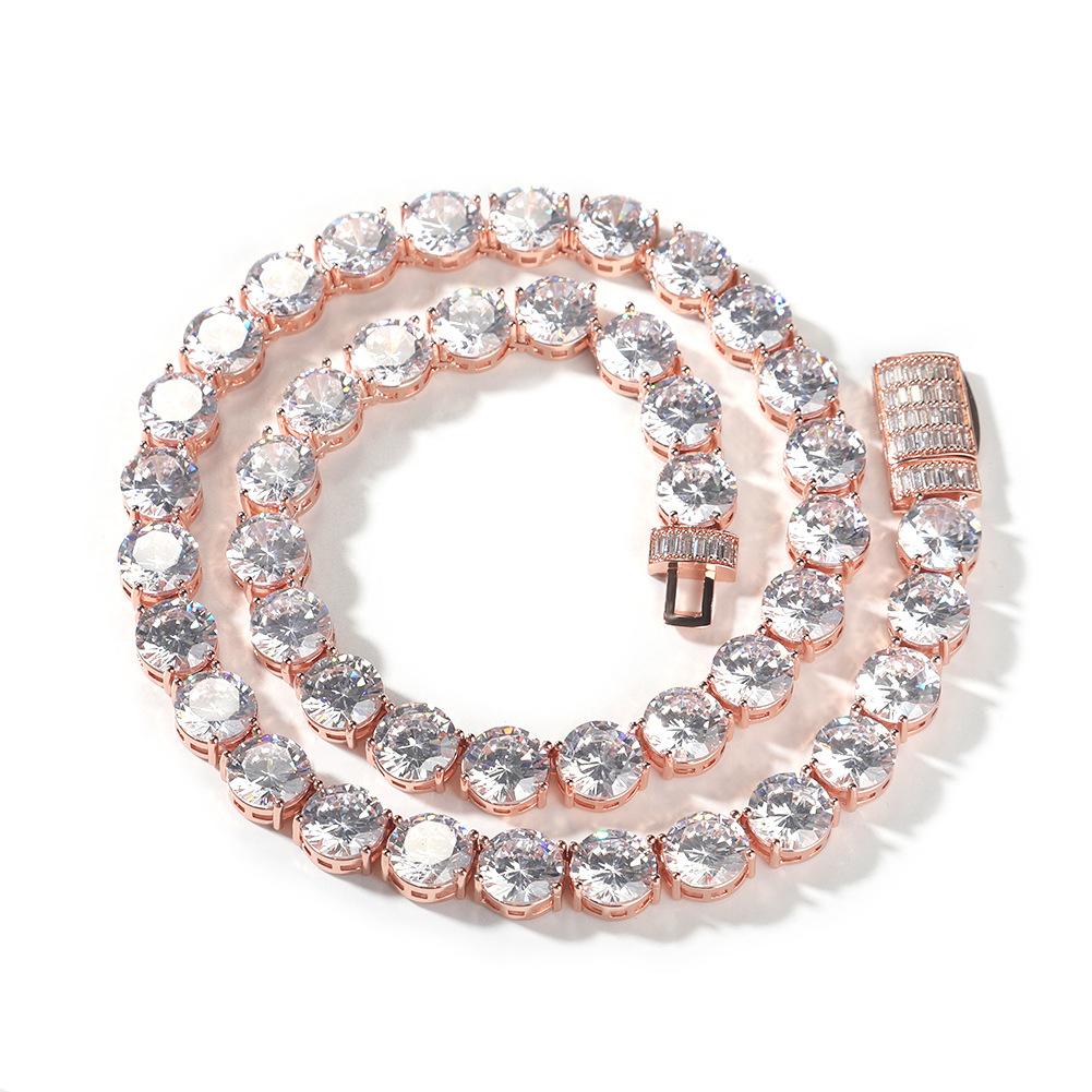 2026 Inlaid Zircon Tennis Chain, Simple Trend Inlaid Zircon 10mm, A Row of Round Diamonds Men's Necklace