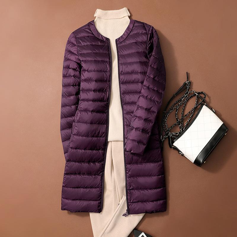 Women's Down Jacket Mid Long Autumn Round Neck Jacket