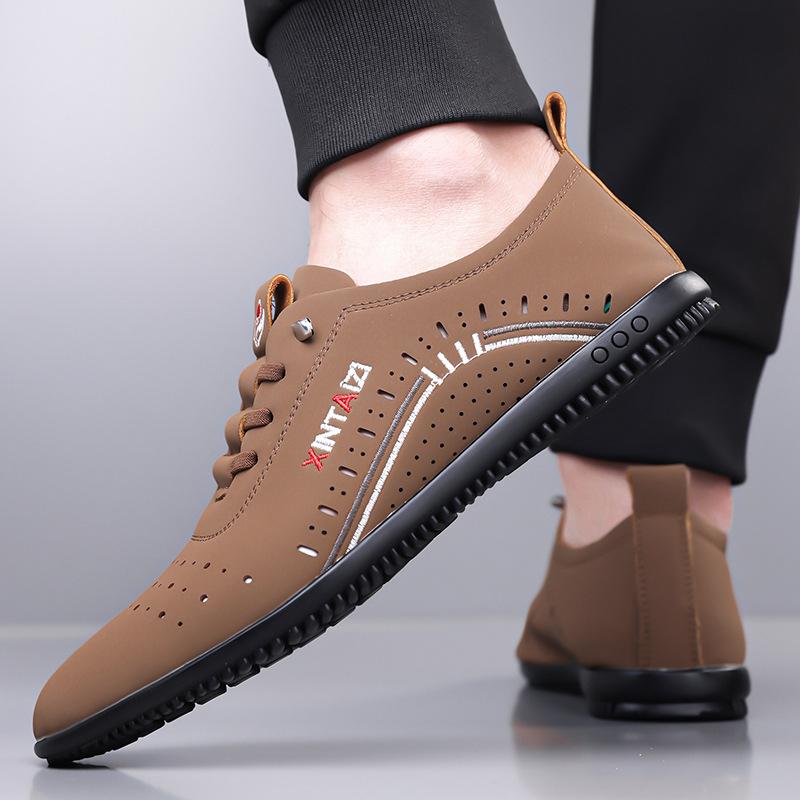Summer Trendy Shoes Fashionable Versatile Personality Men's Casual Business Leather Shoes Crocodile Pattern Leather Surface Trend One Pedal Men's Shoe