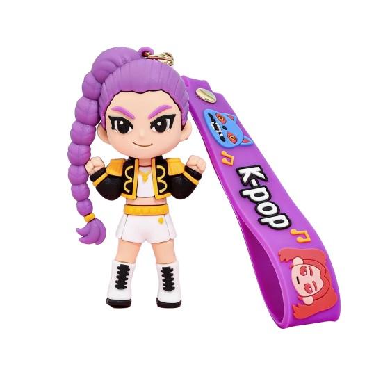 Keychain Pendant Cartoon Anime Design with Metal Lobster Silicone Keychain Clasp Wrist Strap Idol Group Keychain