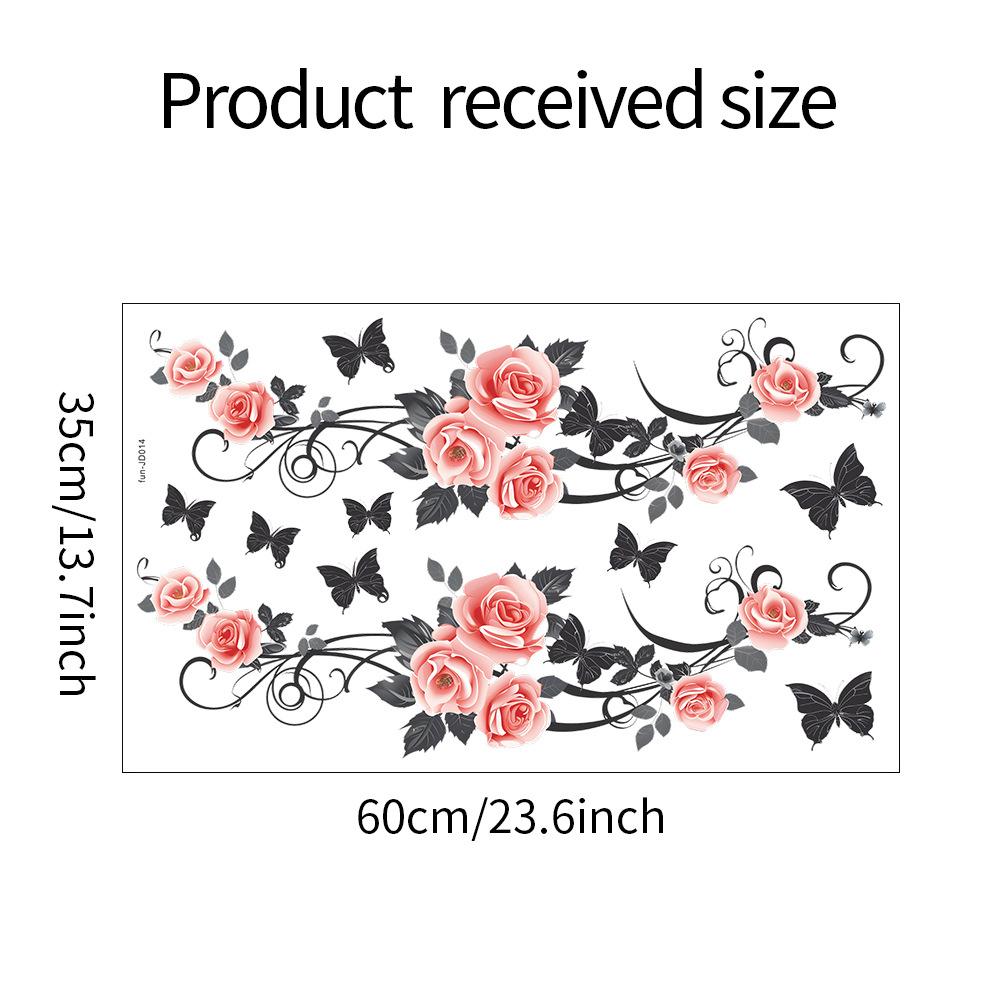 Bathroom Wall Decals Sticker, Rose Butterfly Flower Wall Stickers, Waterproof Rose Butterfly Vine Glass Stickers For Bedroom Restroom DIY Decoration