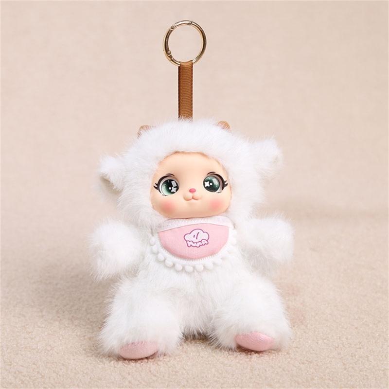 Fashionable Plush Doll Keychain In Sitting Pose 16cm Long Fashion Backpack Charm For Personalizing Keys And Bags