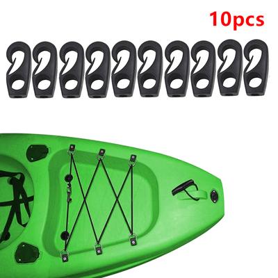 10 szt. czarny plastikowy wielokrotnego użytku hak bungee łodzie hak amortyzujący do kajaka canoe bungee lina wiosłowa łódź krawat hak