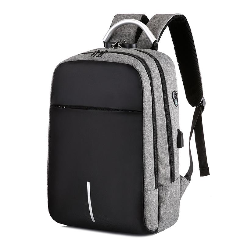 Password lock anti-theft backpack, middle school student schoolbag USB charging business computer bag travel backpack