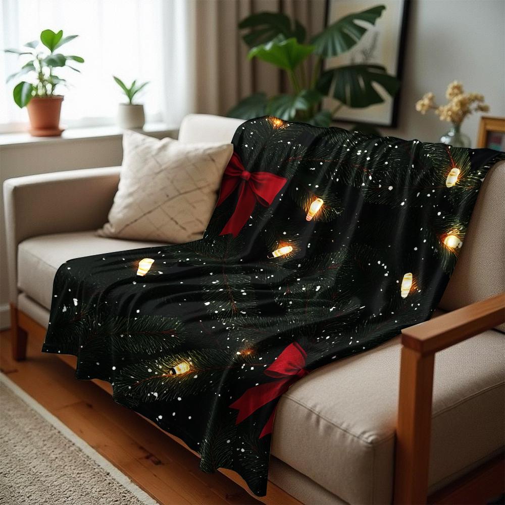 Dark Pine Red Bow Fairy Light Anime Cartoon Flannel Blanket Soft Warm Throw for Bedroom Sofa Car Kids Holiday Gift