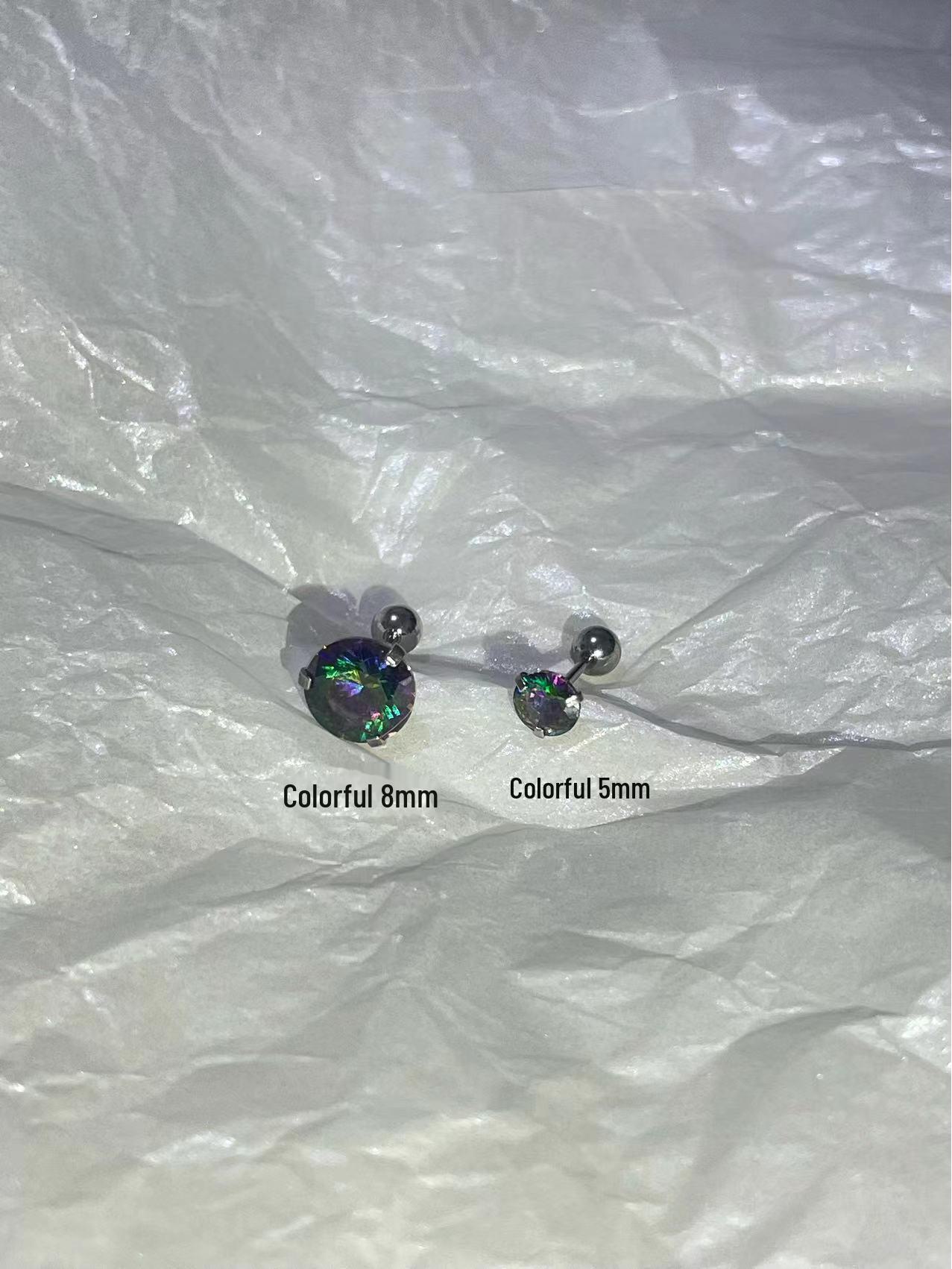 

Серьги из титановой стали с цветным цирконием: Женские кохлеарные штифты с винтовым креплением, без выцветания