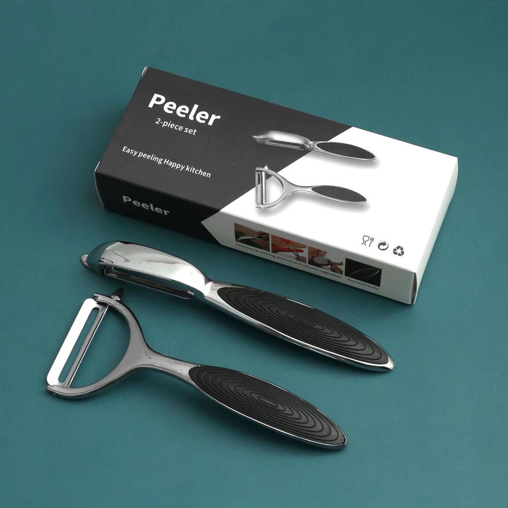 Stainless Steel Vegetable and Fruit Peeler Set, Non-Slip Handle, Gray, Chemical Peeler