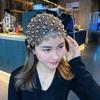 Wide-Brimmed Hollow Headband with Beads, Douyin Celebrity Style, Conceals White Hair, Versatile Headdress/Headscarf
