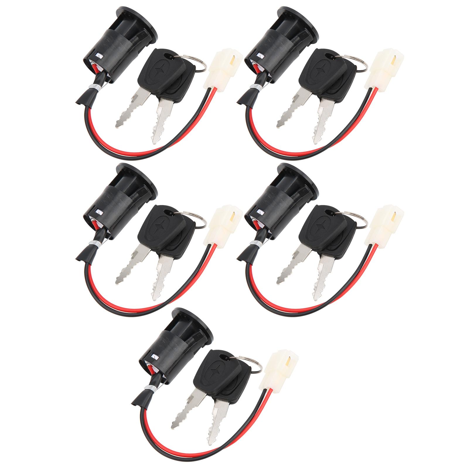 

5 компл. электрического замка для скутера, ключ зажигания, большие головки, электрический дверной замок, два троса