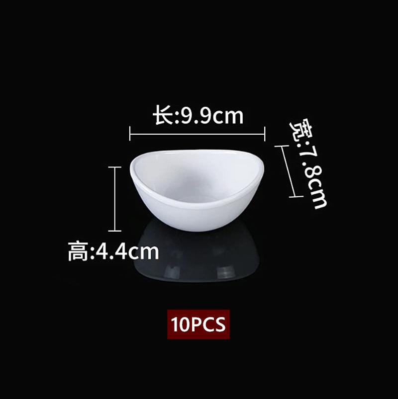 10PCS White Melamine Sauce Dish Multi-grid Seasoning Plate BBQ Hot Pot Dipping Bowl Restaurant Condiment Small Serving Platter